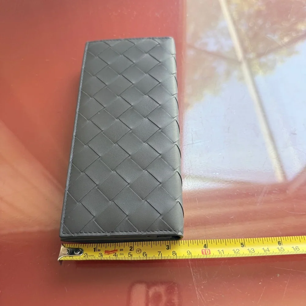 Bottega Veneta 609482 Leather Large‎ weave intrecciato Gray Wallet